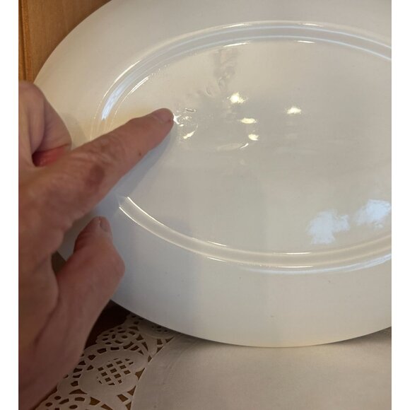 Vintage Homer Laughlin Oval Serving Platter Richelieu Fleur de Lis Blue White - Picture 5 of 6